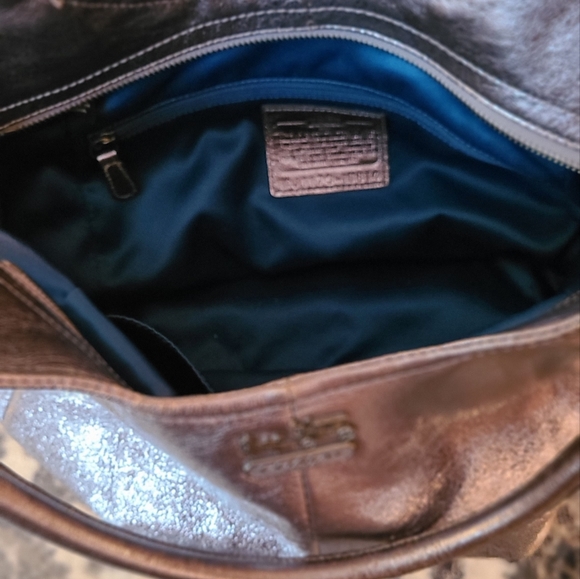 Coach Silver Grey Metallic Shoulder Handbag Purse with Dustbag - Picture 7 of 12